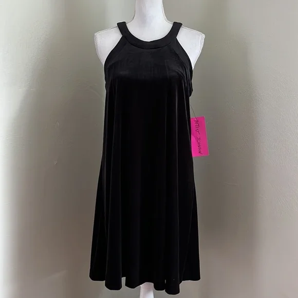slim fit dress slacks Vintage 90s Betsey Johnson Velvet Halter Neck Dress main image 1
